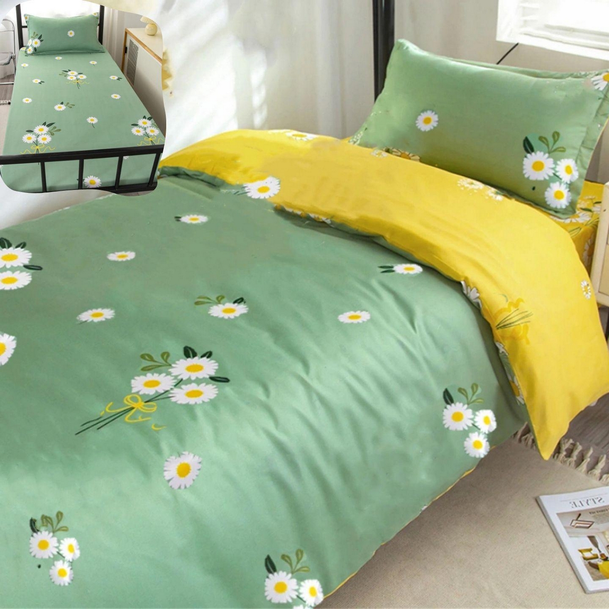 曼璐2025新款学生床笠三件套四件套 雏菊