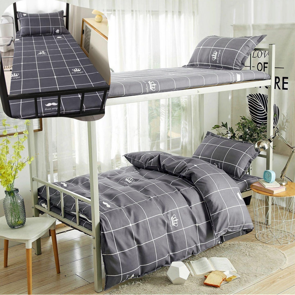 曼璐2025新款学生床笠三件套四件套 简单爱