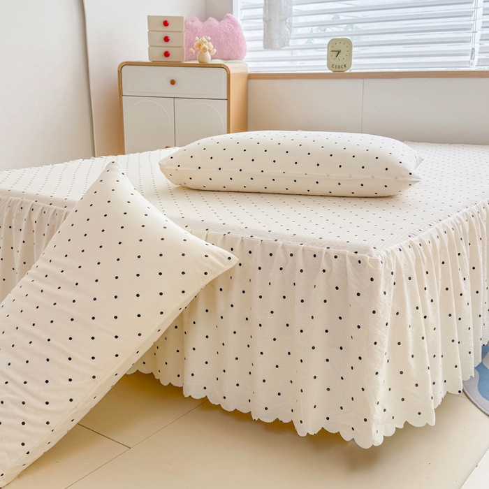 91家纺网 家纺一手货源 找家纺 （总）莎臣豹 2025新款A类云感木棉皱皱纱双层纱床裙可配二三件套