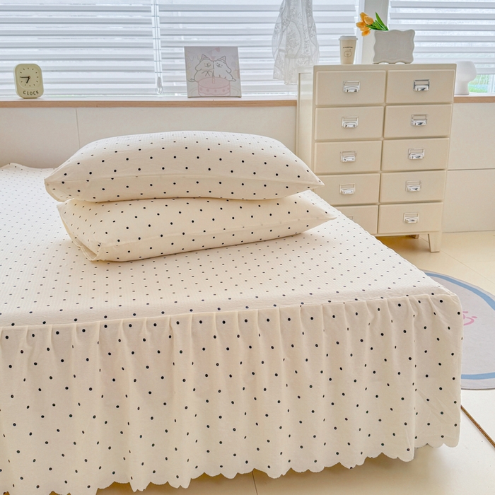 91家纺网 家纺一手货源 找家纺 （总）莎臣豹 2025新款A类云感木棉皱皱纱双层纱床裙可配二三件套