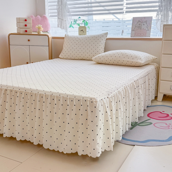 91家纺网 家纺一手货源 找家纺 （总）莎臣豹 2025新款A类云感木棉皱皱纱双层纱床裙可配二三件套