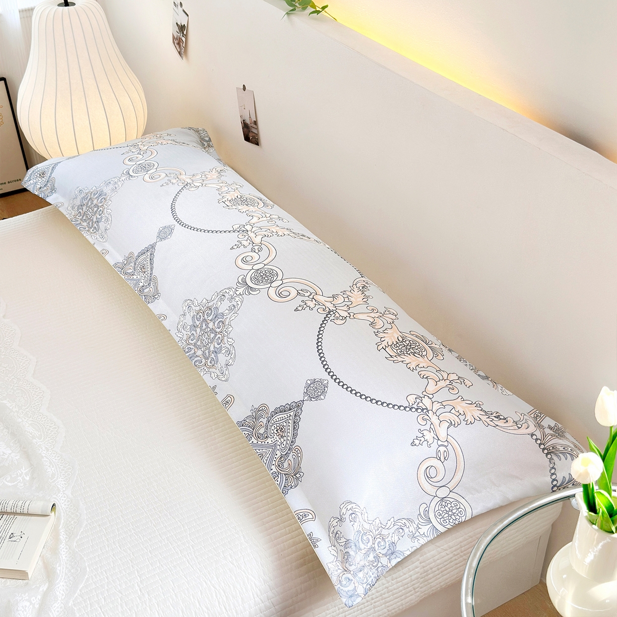 91家纺网 家纺一手货源 找家纺 乐居家纺 2025新款凉感高密冰丝双人印花枕套+内芯 古色古香