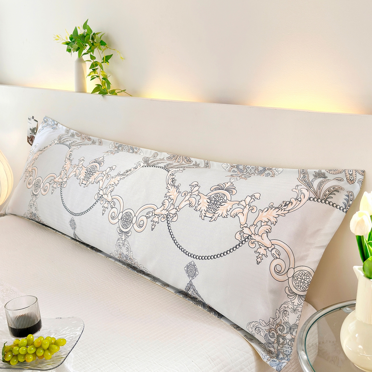 91家纺网 家纺一手货源 找家纺 乐居家纺 2025新款凉感高密冰丝双人印花枕套+内芯 古色古香