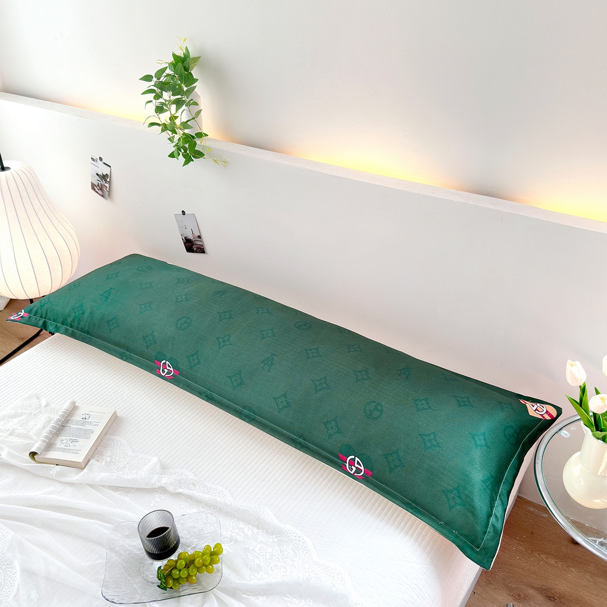 91家纺网 家纺一手货源 找家纺 乐居家纺 2025新款凉感高密冰丝双人印花枕套+内芯 米妮兔-绿