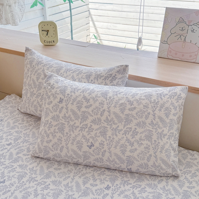 91家纺网 家纺一手货源 找家纺 莎臣豹 2025新款A类云感木棉皱皱纱双层纱床裙可配二三件套 蝶影清韵