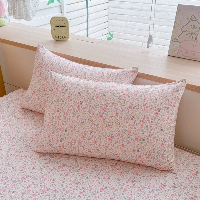 91家纺网 家纺一手货源 找家纺 莎臣豹 2025新款A类云感木棉皱皱纱双层纱床裙可配二三件套 玫瑰絮语