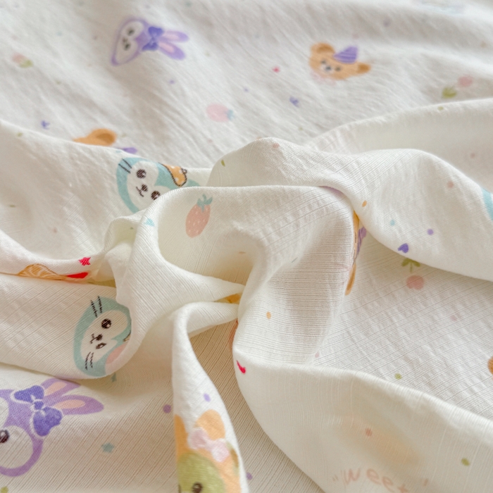 91家纺网 家纺一手货源 找家纺 莎臣豹 2025新款A类云感木棉皱皱纱双层纱床裙可配二三件套 萌宠乐园