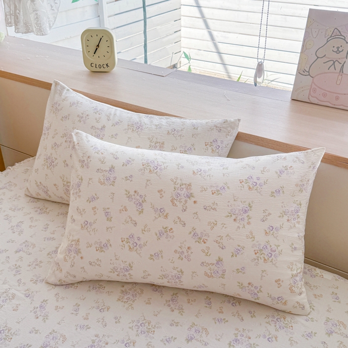 91家纺网 家纺一手货源 找家纺 莎臣豹 2025新款A类云感木棉皱皱纱双层纱床裙可配二三件套 蜜露纱紫