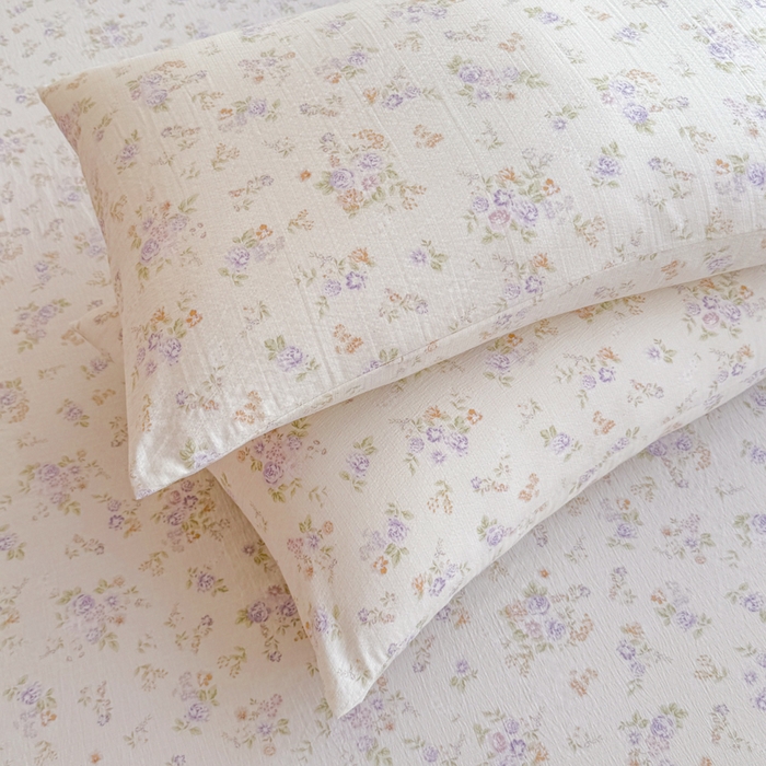 91家纺网 家纺一手货源 找家纺 莎臣豹 2025新款A类云感木棉皱皱纱双层纱床裙可配二三件套 蜜露纱紫