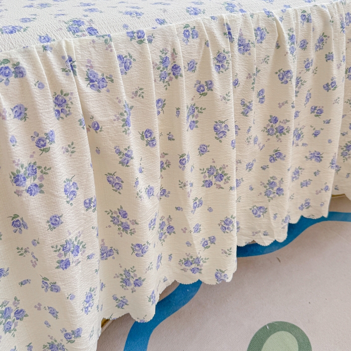 91家纺网 家纺一手货源 找家纺 莎臣豹 2025新款A类云感木棉皱皱纱双层纱床裙可配二三件套 威尼斯纱雾