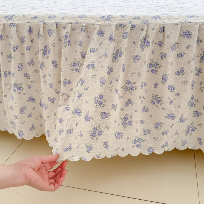 91家纺网 家纺一手货源 找家纺 莎臣豹 2025新款A类云感木棉皱皱纱双层纱床裙可配二三件套 威尼斯纱雾