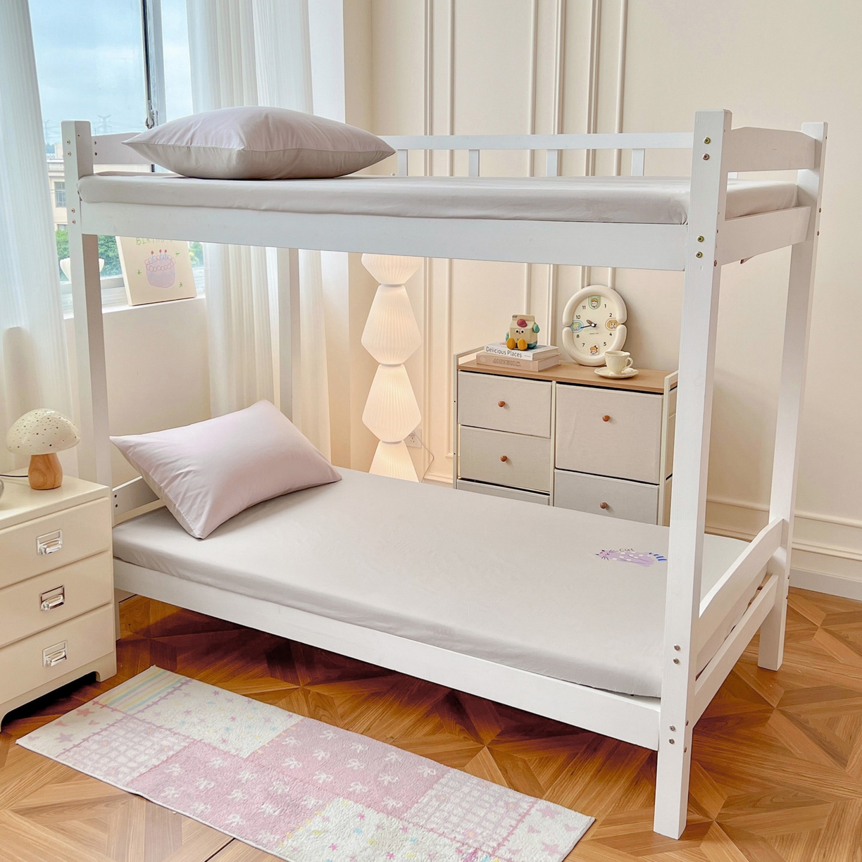 91家纺网 家纺一手货源 找家纺  泽西2025新品A类13376加密全棉卡通床笠三件套纯棉学生宿舍单床笠 幸运猫-浅米灰