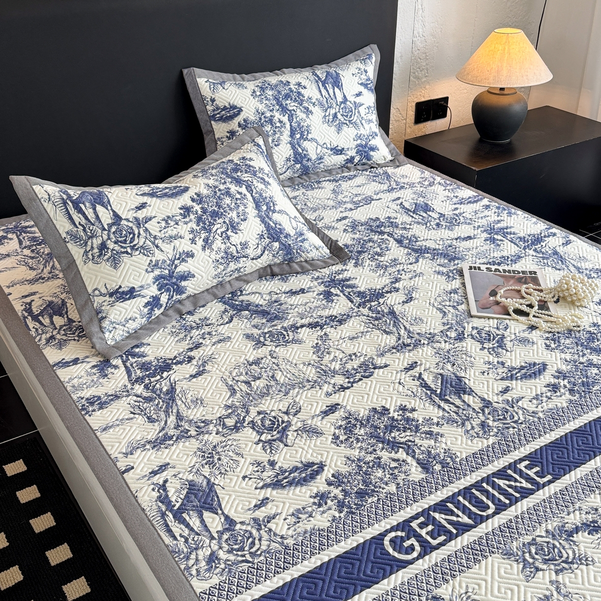 91家纺网 家纺一手货源 找家纺 简宜家居（朝初家纺） 2025春夏新款全棉纯棉老粗布床单绗缝凉席席子 床褥 薄垫子 一席多用蓝图