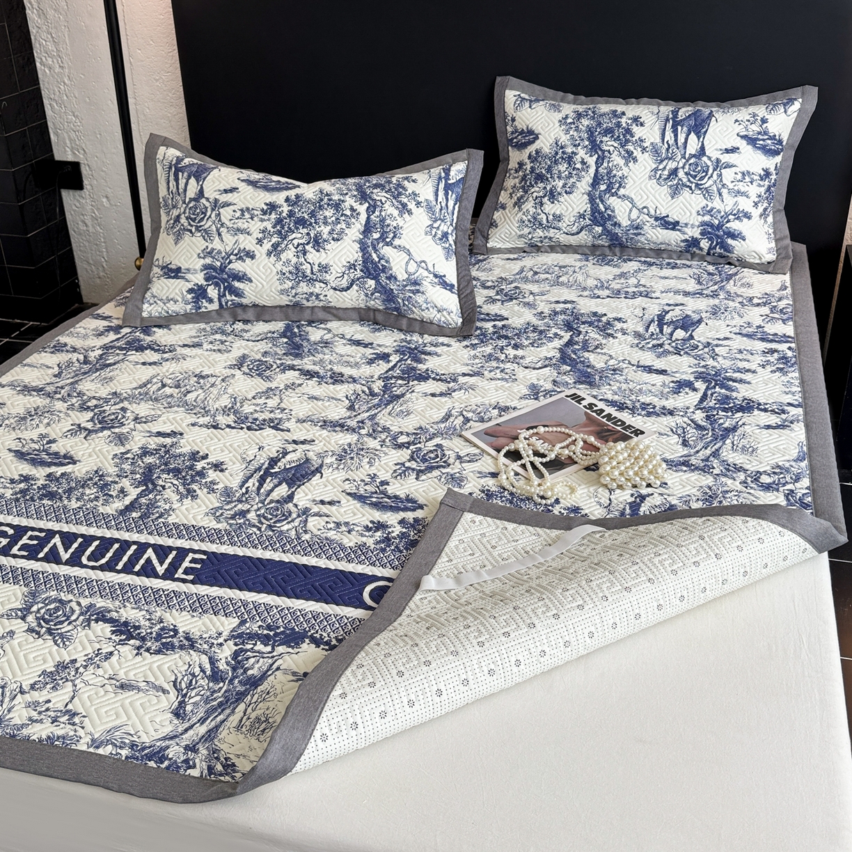 91家纺网 家纺一手货源 找家纺 简宜家居（朝初家纺） 2025春夏新款全棉纯棉老粗布床单绗缝凉席席子 床褥 薄垫子 一席多用蓝图