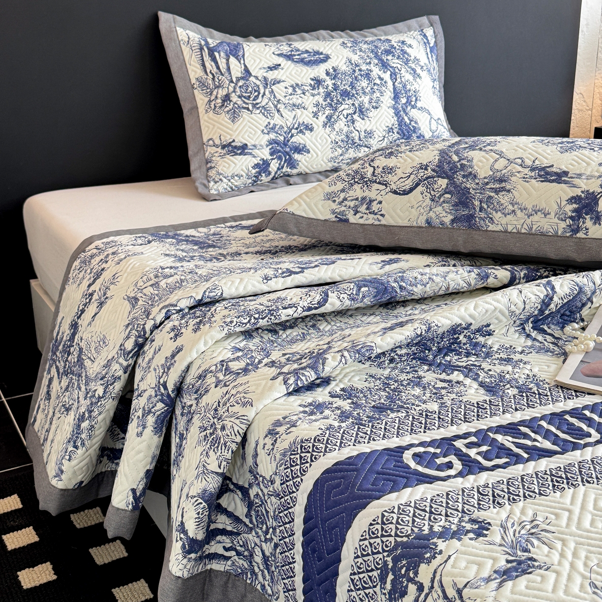 91家纺网 家纺一手货源 找家纺 简宜家居（朝初家纺） 2025春夏新款全棉纯棉老粗布床单绗缝凉席席子 床褥 薄垫子 一席多用蓝图