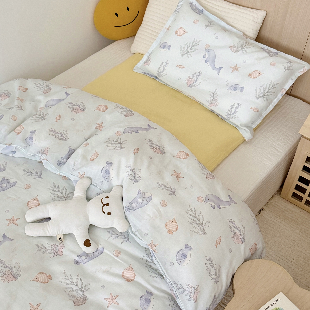 2025新款全棉26℃有氧双层纱幼儿园多件套 海底世界