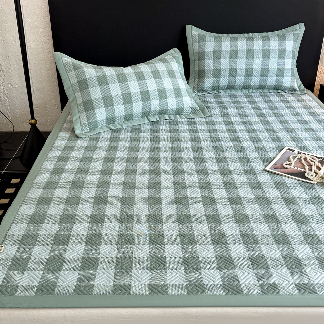 91家纺网 家纺一手货源 找家纺 简宜家居（朝初家纺） 2025春夏新款全棉纯棉老粗布床单绗缝凉席席子 床褥 薄垫子 一席多用夏日青缇