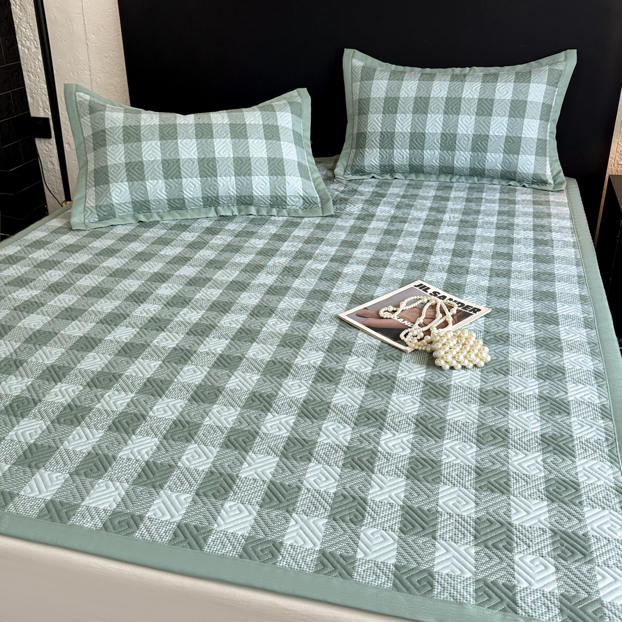 91家纺网 家纺一手货源 找家纺 简宜家居（朝初家纺） 2025春夏新款全棉纯棉老粗布床单绗缝凉席席子 床褥 薄垫子 一席多用夏日青缇