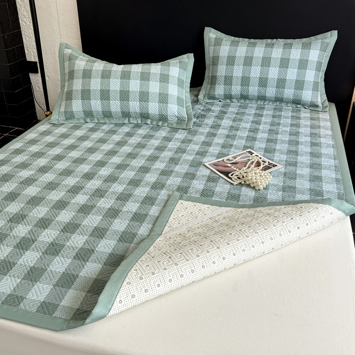 91家纺网 家纺一手货源 找家纺 简宜家居（朝初家纺） 2025春夏新款全棉纯棉老粗布床单绗缝凉席席子 床褥 薄垫子 一席多用夏日青缇