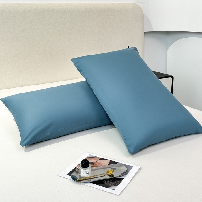 91家纺网 家纺一手货源 找家纺 暖季家纺 2025新款全棉13376单枕套系列 40-纯色宾利蓝