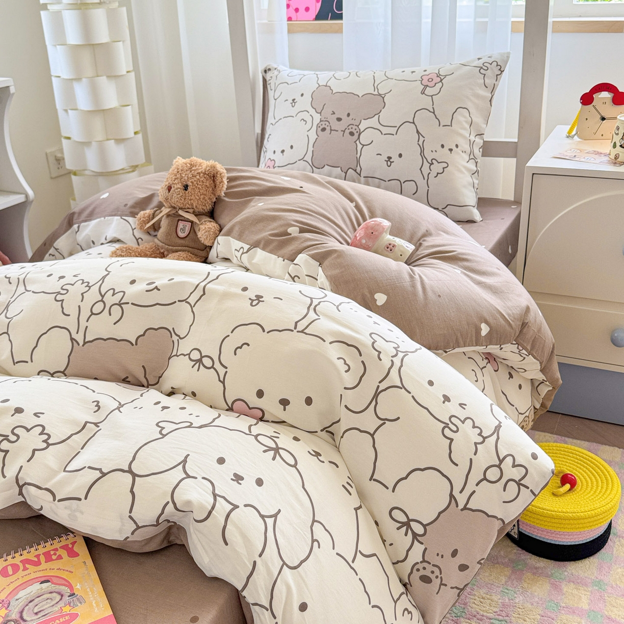 91家纺网 家纺一手货源 找家纺 慕尚家纺 2025新款13070全棉学生季全棉学生床三件套 甜茶萌兔