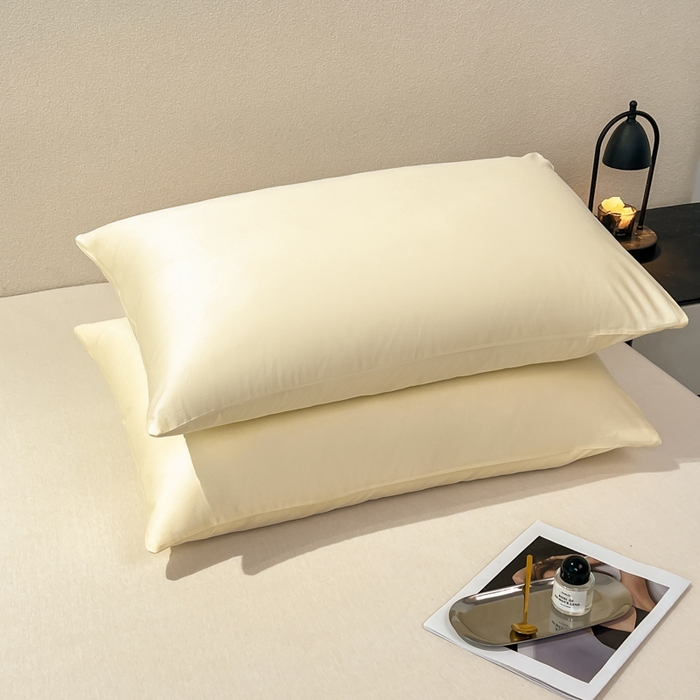 91家纺网 家纺一手货源 找家纺 暖季家纺 2025新款全棉13376单枕套系列 40-纯色米黄