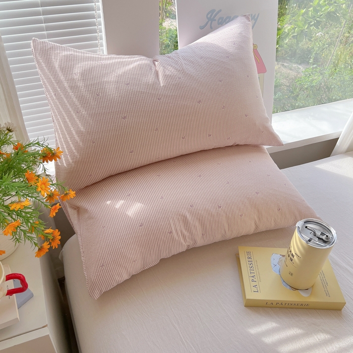 91家纺网 家纺一手货源 找家纺 韩巢家纺 2025新款云感提花双层纱枕套头套枕芯套 紫倾心