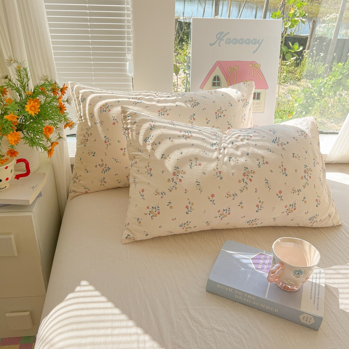 91家纺网 家纺一手货源 找家纺 韩巢家纺 2025新款云感提花双层纱枕套头套枕芯套 春风十里