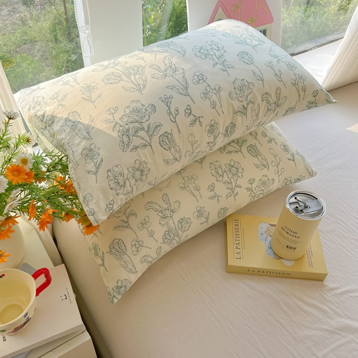 91家纺网 家纺一手货源 找家纺 韩巢家纺 2025新款云感提花双层纱枕套头套枕芯套 海像森林