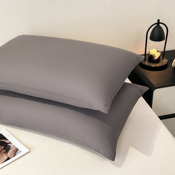 91家纺网 家纺一手货源 找家纺 暖季家纺 2025新款全棉13376单枕套系列 40-纯色高级灰