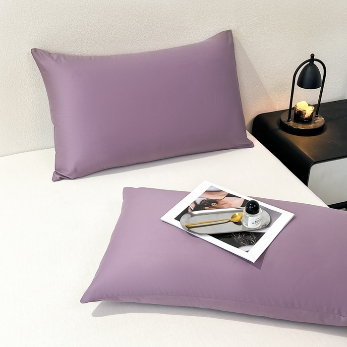 91家纺网 家纺一手货源 找家纺 暖季家纺 2025新款全棉13376单枕套系列 40-纯色罗兰紫