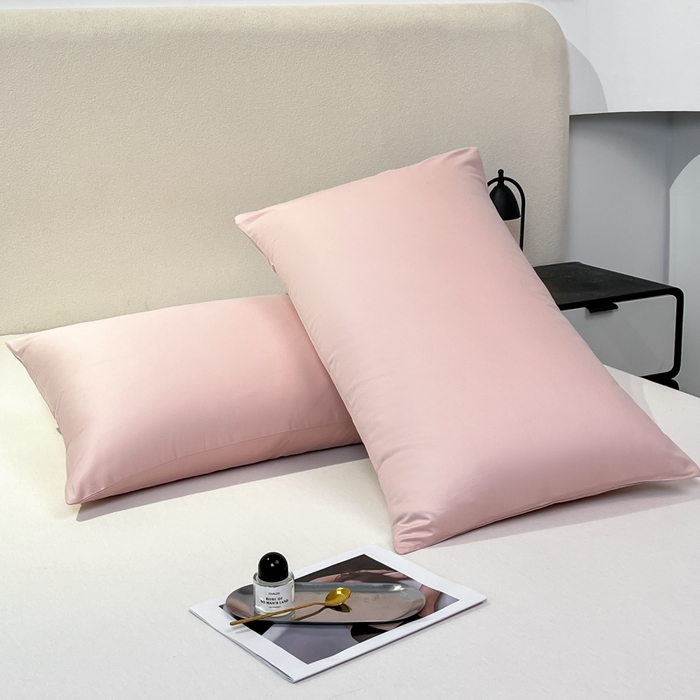 91家纺网 家纺一手货源 找家纺 暖季家纺 2025新款全棉13376单枕套系列 40-纯色玉粉