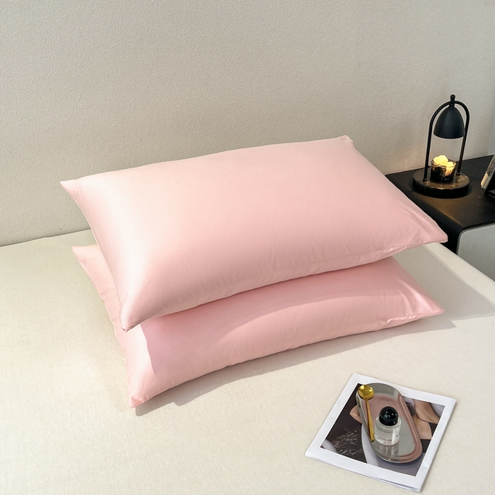 91家纺网 家纺一手货源 找家纺 暖季家纺 2025新款全棉13376单枕套系列 40-纯色香叶粉