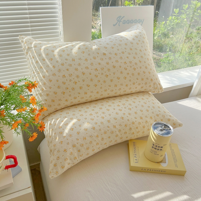 91家纺网 家纺一手货源 找家纺 韩巢家纺 2025新款云感提花双层纱枕套头套枕芯套 橘子海