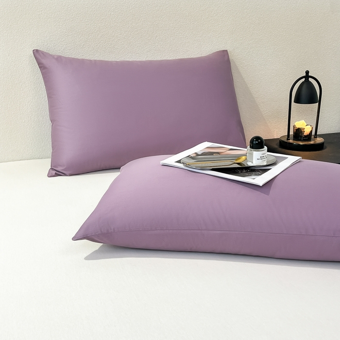 91家纺网 家纺一手货源 找家纺 暖季家纺 2025新款全棉13376单枕套系列 40-纯色罗兰紫