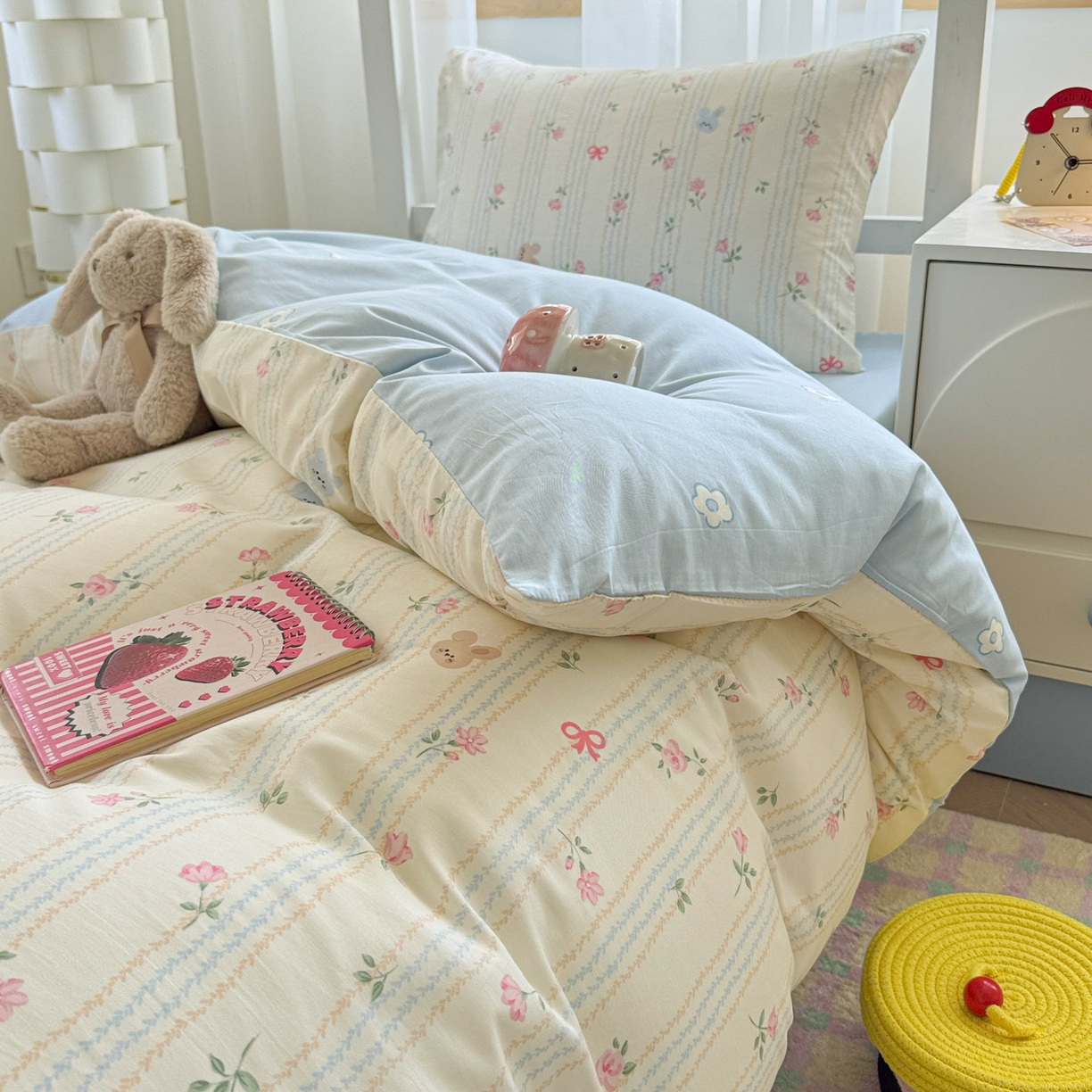 91家纺网 家纺一手货源 找家纺 慕尚家纺 2025新款13070全棉学生季全棉学生床三件套 兔兔录