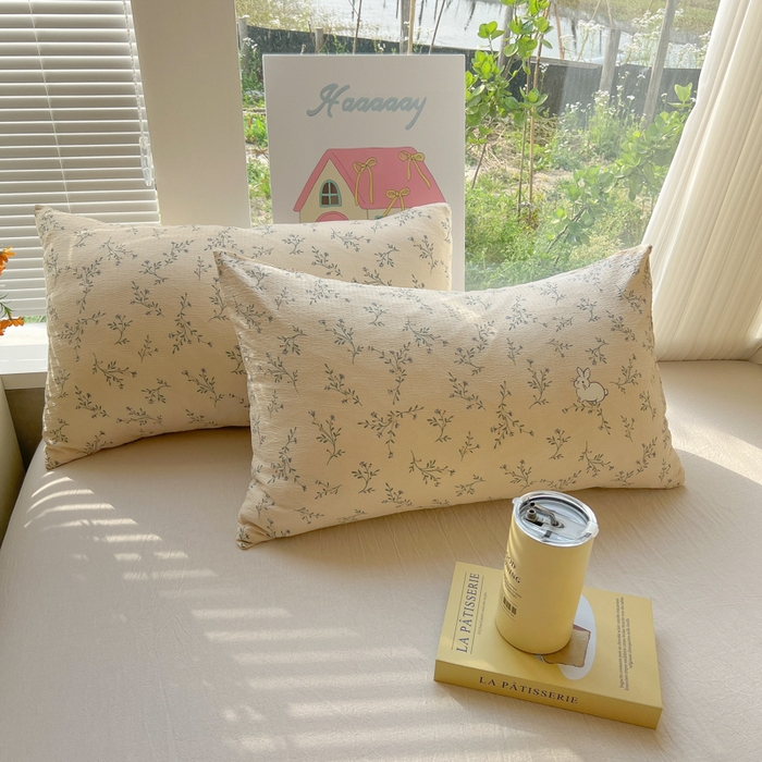 91家纺网 家纺一手货源 找家纺 韩巢家纺 2025新款云感提花双层纱枕套头套枕芯套 森田野园