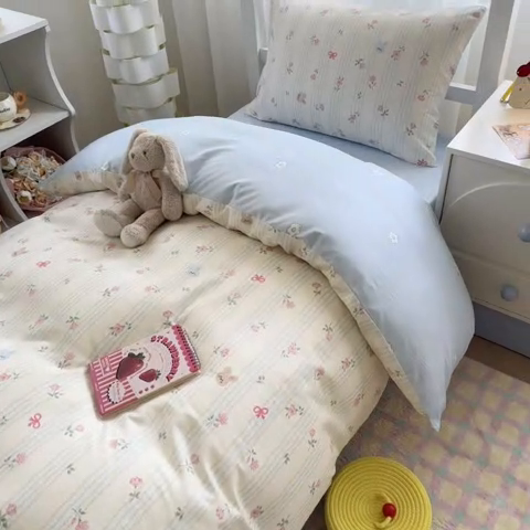 91家纺网 家纺一手货源 找家纺 慕尚家纺 2025新款13070全棉学生季全棉学生床三件套 兔兔录