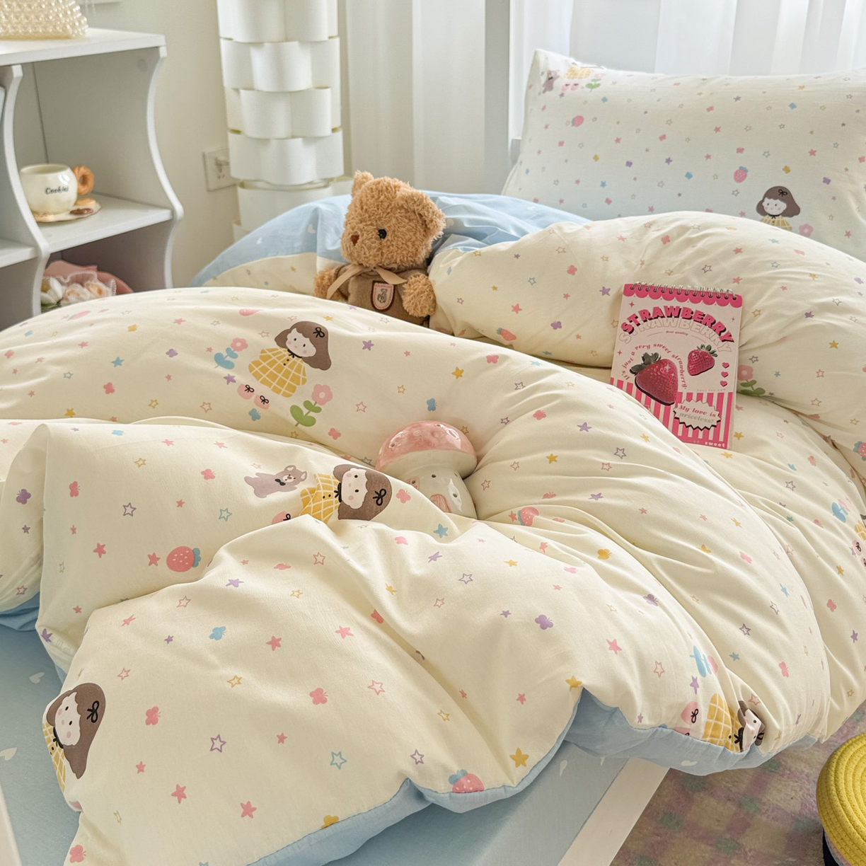 91家纺网 家纺一手货源 找家纺 慕尚家纺 2025新款13070全棉学生季全棉学生床三件套 小糖豆