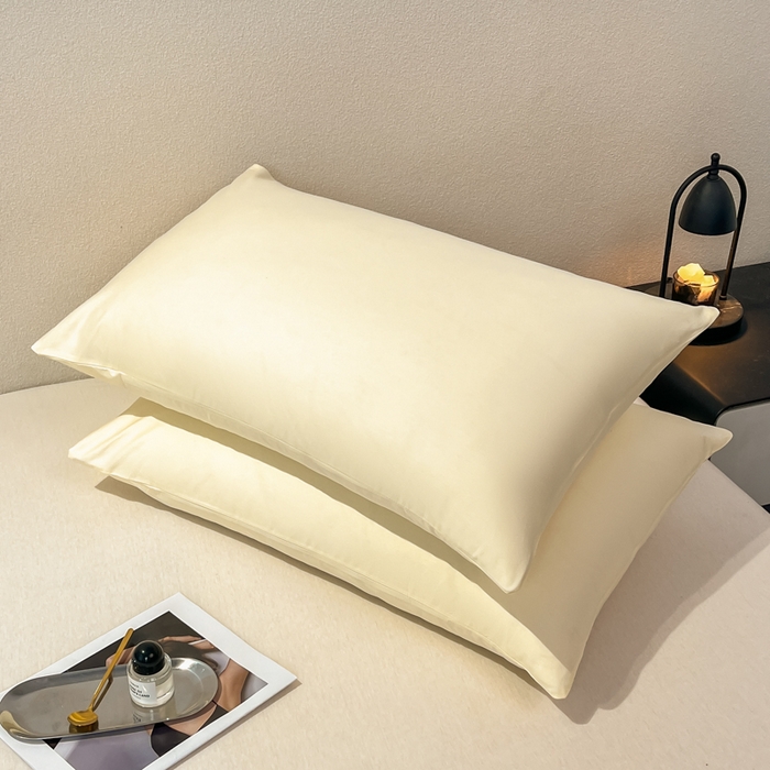 91家纺网 家纺一手货源 找家纺 暖季家纺 2025新款全棉13376单枕套系列 40-纯色米黄