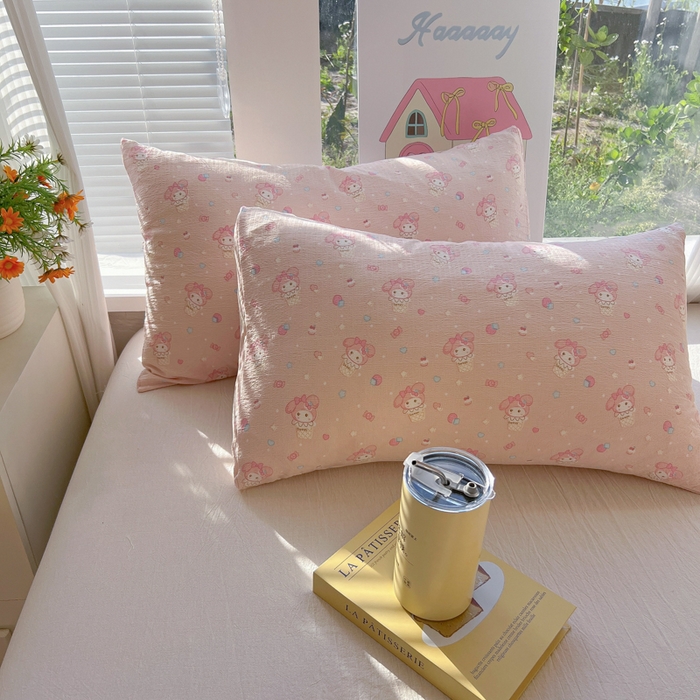 91家纺网 家纺一手货源 找家纺 韩巢家纺 2025新款云感提花双层纱枕套头套枕芯套 小美冰激凌