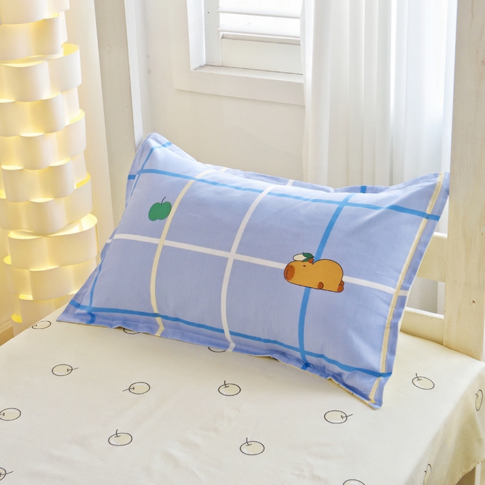 91家纺网 家纺一手货源 找家纺 天之爱 2025年新款13372全棉三件套学生上下铺6件套多件套 卡皮巴拉蓝