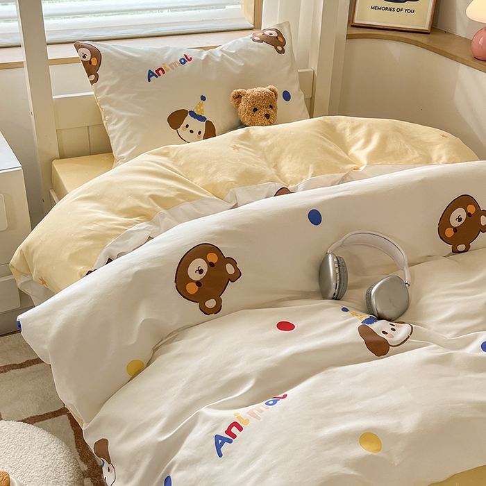 91家纺网 家纺一手货源 找家纺 慕尚家纺 2025新款13070全棉学生季全棉学生床三件套 艾米熊