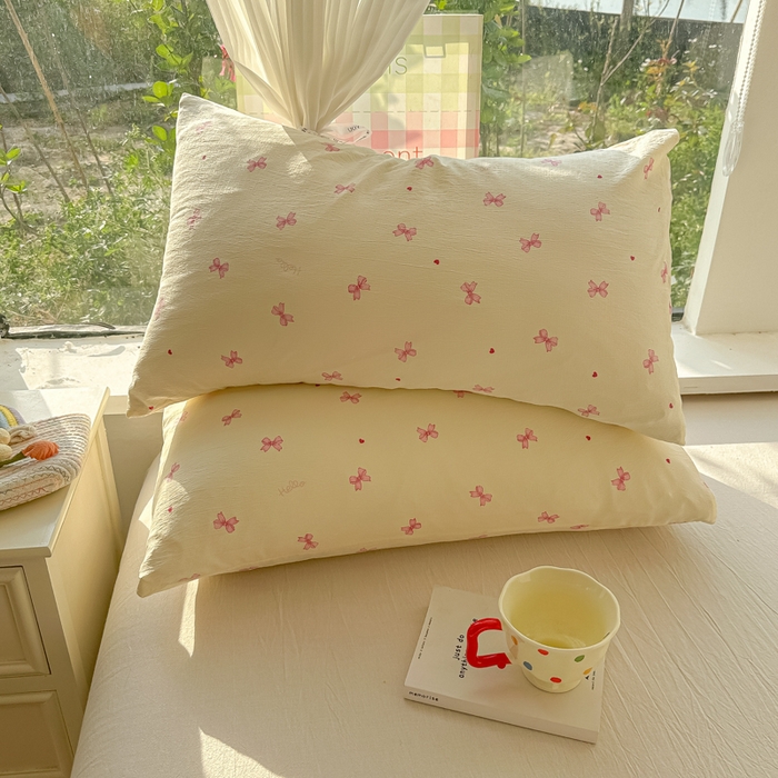 91家纺网 家纺一手货源 找家纺 韩巢家纺 2025新款云感提花双层纱枕套头套枕芯套 粉相思