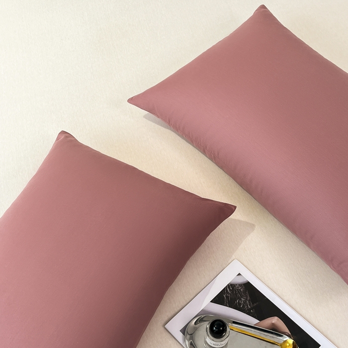 91家纺网 家纺一手货源 找家纺 暖季家纺 2025新款全棉13376单枕套系列 40-纯色豆沙