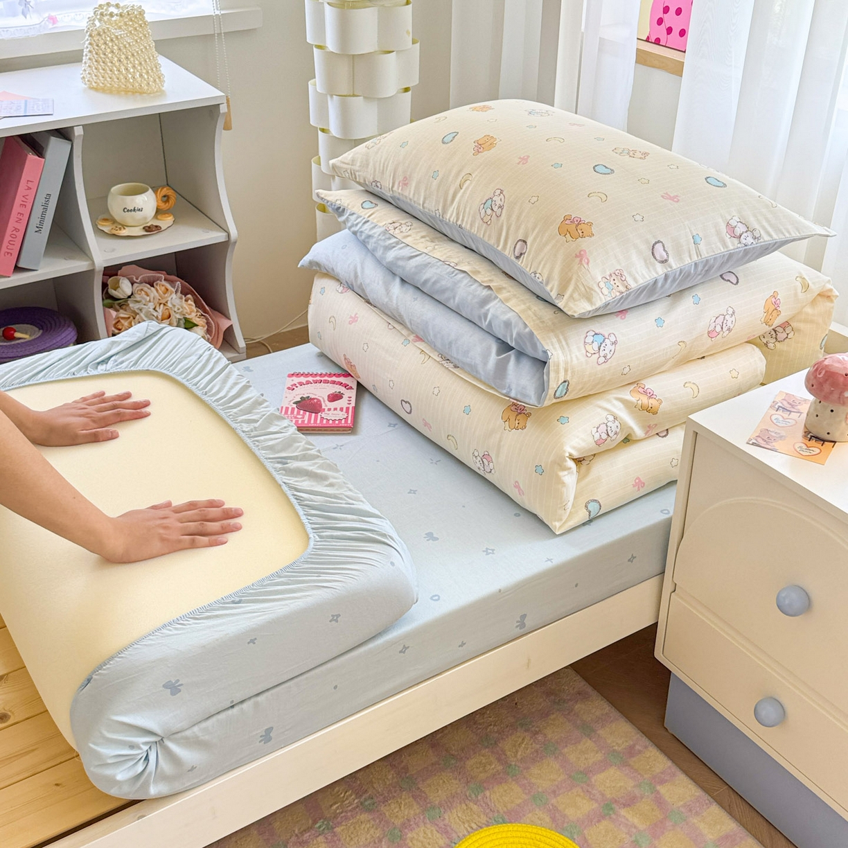 91家纺网 家纺一手货源 找家纺 慕尚家纺 2025新款13070全棉学生季全棉学生床三件套 星悦