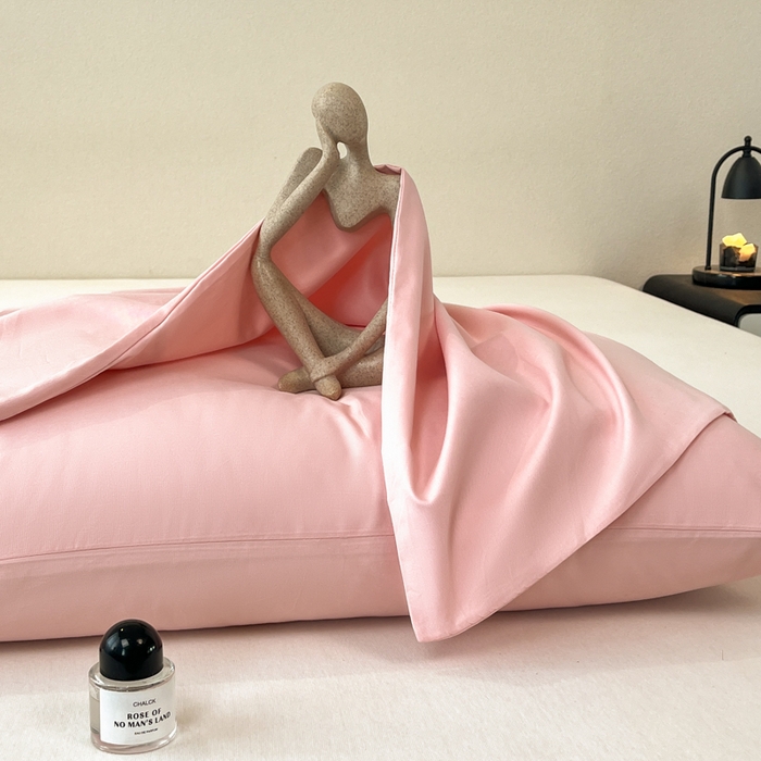 91家纺网 家纺一手货源 找家纺 暖季家纺 2025新款全棉13376单枕套系列 40-纯色香叶粉