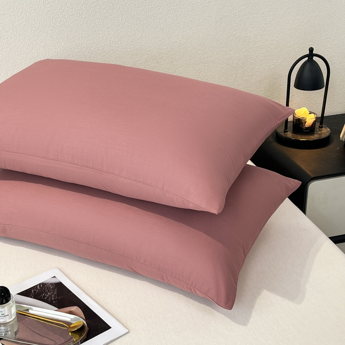 91家纺网 家纺一手货源 找家纺 暖季家纺 2025新款全棉13376单枕套系列 40-纯色豆沙