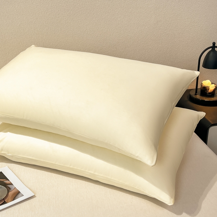 91家纺网 家纺一手货源 找家纺 暖季家纺 2025新款全棉13376单枕套系列 40-纯色米黄