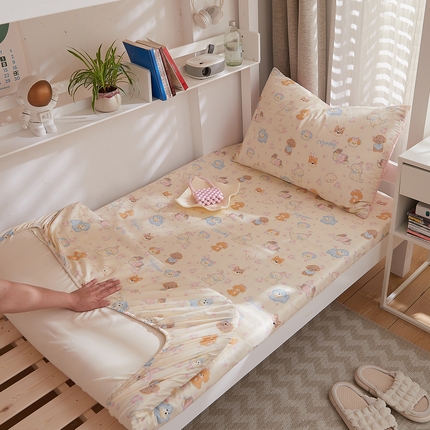 DoDo 兜兜 2025新款全棉纯棉小清新卡通条格学生宿舍系列单品床笠 狗狗家族A版